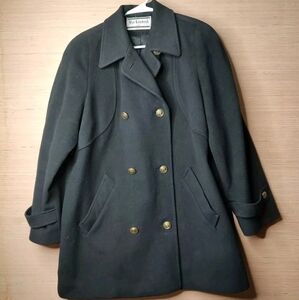 Mackintosh Black Wool Pea Coat Women's Size 14/16 Double Women's Black Wool Coat